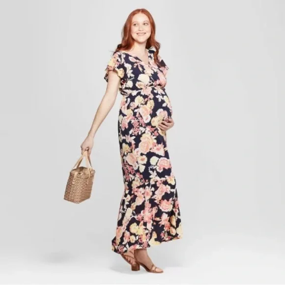 isabel maternity maxi dress Smocked Maternity Maxi Dress with Pockets  Ingrid & Isabel